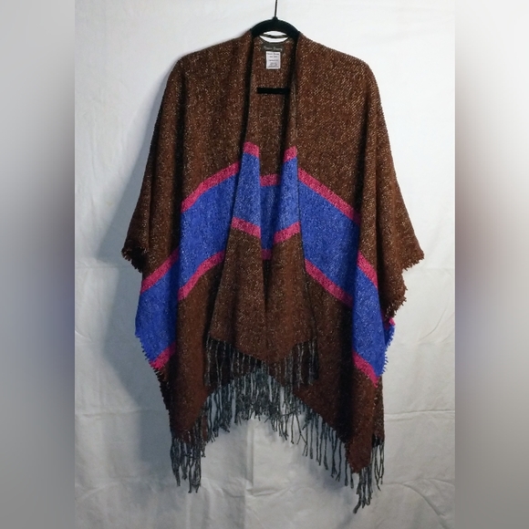 Forever Dreams Over Size Fringe Scarf Wrap Poncho - Picture 2 of 7